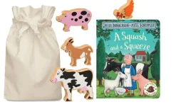 A Squash and a Squeeze Story Sack with Lanka Kade Wooden Animals