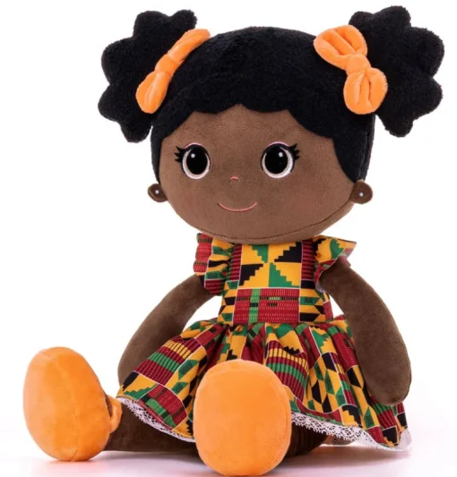 Bibinee Mabel Doll (Kente) Soft Plush Ethnic Doll (Direct Shipping)