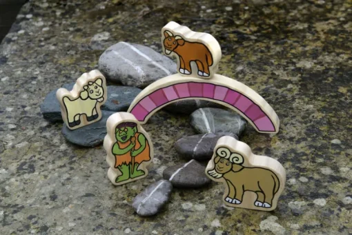 Billy Goats Gruff Story Sack with wooden characters