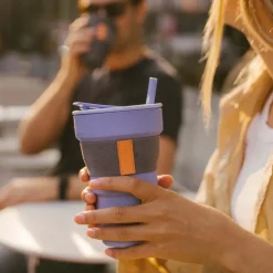 Collapsible Silicone Cup + Straw 20oz Lavender