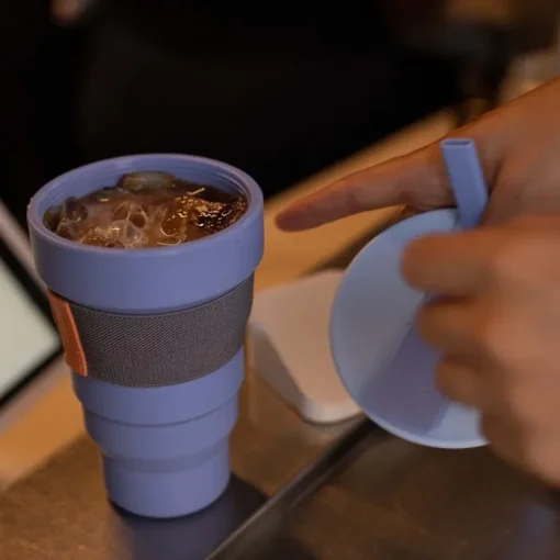 Collapsible Silicone Cup + Straw 20oz Lavender