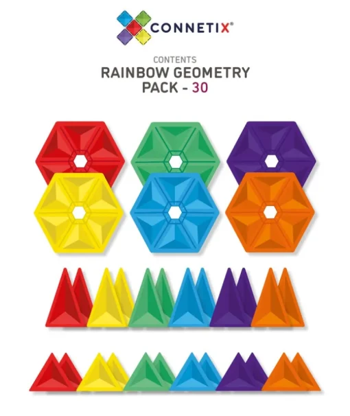 Connetix Tiles Magnetic Building Set - 30 Piece Geometry Pack Rainbow