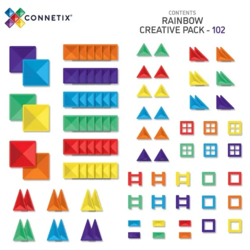 Connetix Tiles Magnetic Building Set - 102 Piece Creative Pack Rainbow
