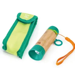 Hape Bamboo Hand-Powered Flashlight and Case E5579