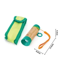 Hape Bamboo Hand-Powered Flashlight and Case E5579