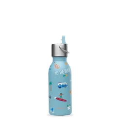 Insulated Stainless Steel Kids Bottle with Sports Lid Steel Blue 350ml