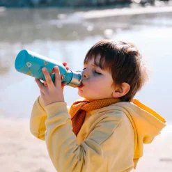 Insulated Stainless Steel Kids Bottle with Sports Lid Steel Blue 350ml