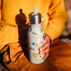 Insulated Stainless Steel Kids Bottle with Sports Lid Steel Blue 350ml