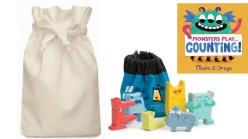 Monsters Stacking Story Sack with Wooden Stacking Monsters