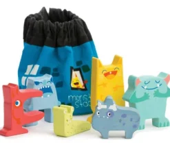 Monsters Stacking Story Sack with Wooden Stacking Monsters