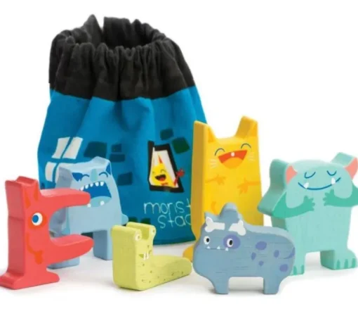 Monsters Stacking Story Sack with Wooden Stacking Monsters