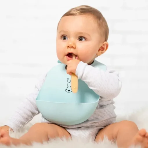 Nattou Silicone Light Blue Baby Bib