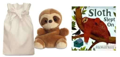Sloth Slept On Story Sack with Aurora Sloth Soft Toy