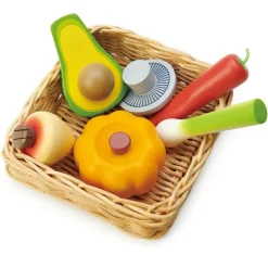 Tenderleaf Toys Wooden and Wicker Veggie Basket