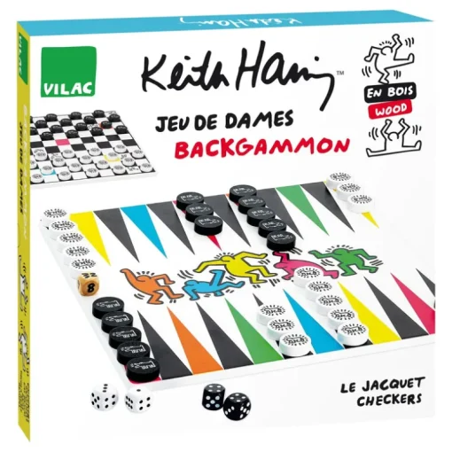 Vilac Keith Haring 2 In 1 Backgammon & Draughts Set VIL9228 (Direct Shipping)