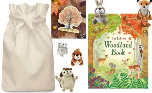 Woodland Story Sack with Finger Puppets and Wooden Tree